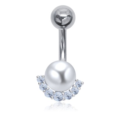 Cute Pearl with Crystal Belly Piercing BP-2031